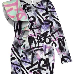 ASOS MTV print ruffle mini dress